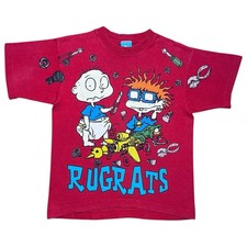 Vintage 1998 Rugrats Tommy Chuckie Nickelodeon Cartoon Kids T-Shirt Youth L