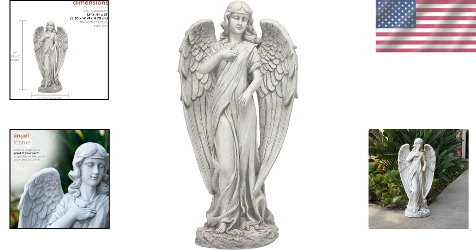 Decoración de arte de patio de ángel sereno, gris claro Foto 2 de 4