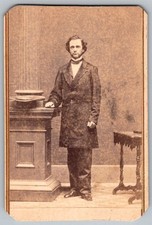 Antique CDV Circa 1860s Handsome Man in Suit Standing Pose Unmarked