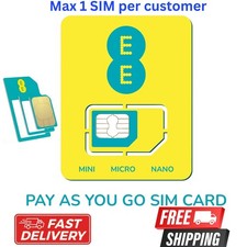 1 x EE Sim Card Pay As You Go PAYG STANDARD MICRO NANO Brand New UK 4G