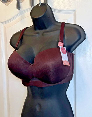 NWT CACIQUE Comfort Bliss Lightly Lined Multi-Way Strapless Chocolate Plum 34DDD