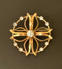 VTG RETRO 1940'S- BROOCH/ PENDANT Starburst  Rhinestone gold fill-1-1/2" "JANICE — photo 1
