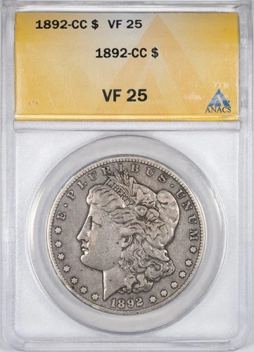 1892-CC ANACS VF25 Morgan Silver Dollar Carson City Mint Very Fine (VF)