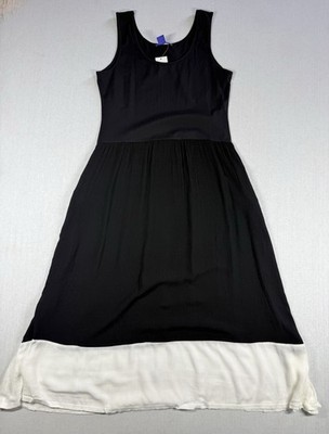 Twiggy London Maxi Dress Women Sz L Black Cotton Stretch Sleeveless NWT