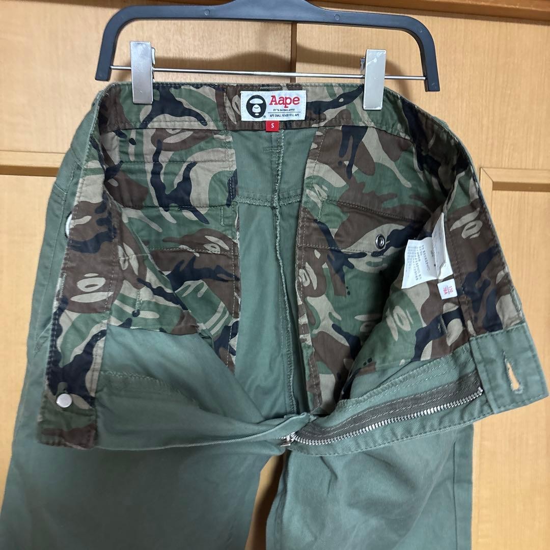 A BATHING APE Cotton Logo Chino Pants Olive Green M Waist 78cm BA0226180 thumbnail 10