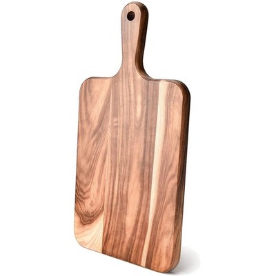 Acacia Wood Cutting Board with Handle - 14 x 7in, Wooden Chopping Board for M...