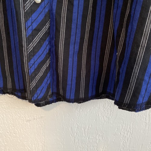 Wrangler Western Shirts Mens 2XL Long Sleeve Pearl Snap Blue Striped Cowboy - Picture 4 of 8