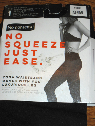 No-nonsense Yoga Waistband 70D Super Opaque Black Out Tights Size S/Med NWT