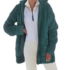 Winter Women Fluffy Hooded Coat Fleece Jacket Outwear Overcoat Zip Casual Warm