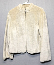 Ideology Faux Fur Jacket Size L Full Zip Long Sleeve Beige Soft