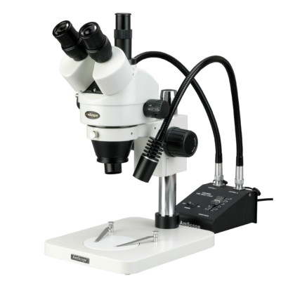 AmScope 3.5X-225X Trinocular Zoom Stereo Microscope + Dual Gooseneck LED Light