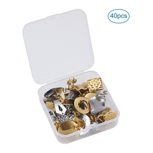 Kit de postes de pendientes de 40 juegos - perno para orejas de acero inoxidable con bucle y espalda para pendientes - Imagen 3 de 6