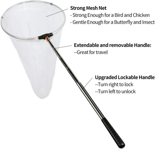 Telescopic Insect Net - 12" Ring Design with 24" Deep Mesh for Kids & Adults - Picture 4 of 9