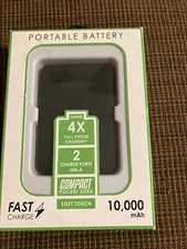New Powertek Compact Portable Charger - Battery Bank 10,000 mAh Mico & USB-C.