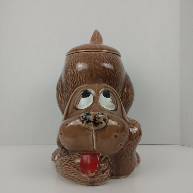 McCoy 0272 USA Pottery Hound Brown Dog Biscuit Cookie Jar Ceramic Bowl