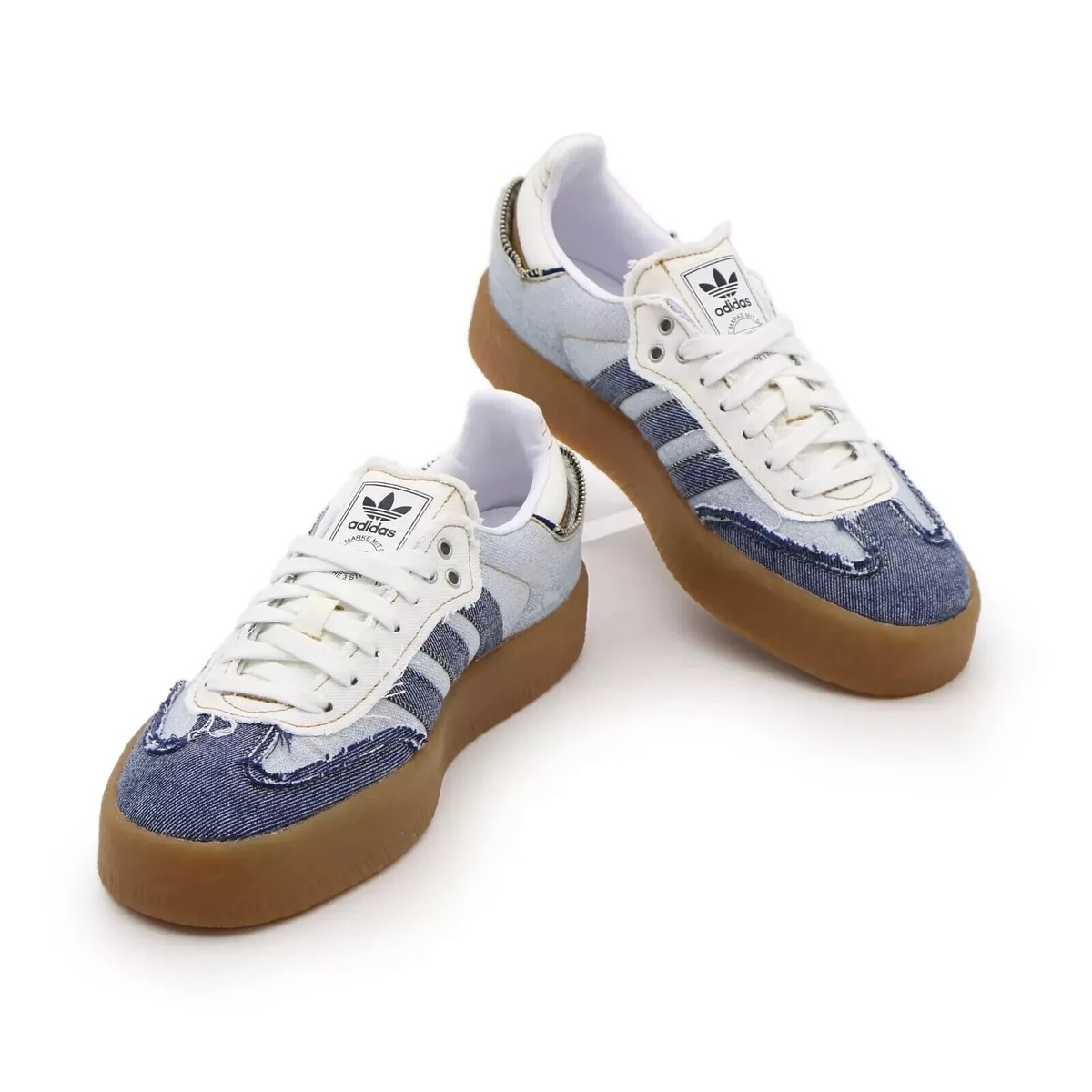 adidas gazelle silver green womens Patchwork Denim Adidas Samba