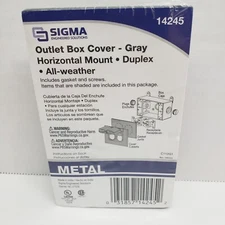 Sigma Electric Outlet Box Cover Duplex Horizontal Mount All Weather Gray #14245