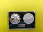 2005 Danbury Mint Proof and Matte 1 oz .999  Silver American Eagle Set. USE05URO