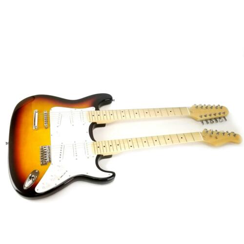 Double Neck Electric Guitar, 12 String And 6 String, Color: Sunburst Tobacco