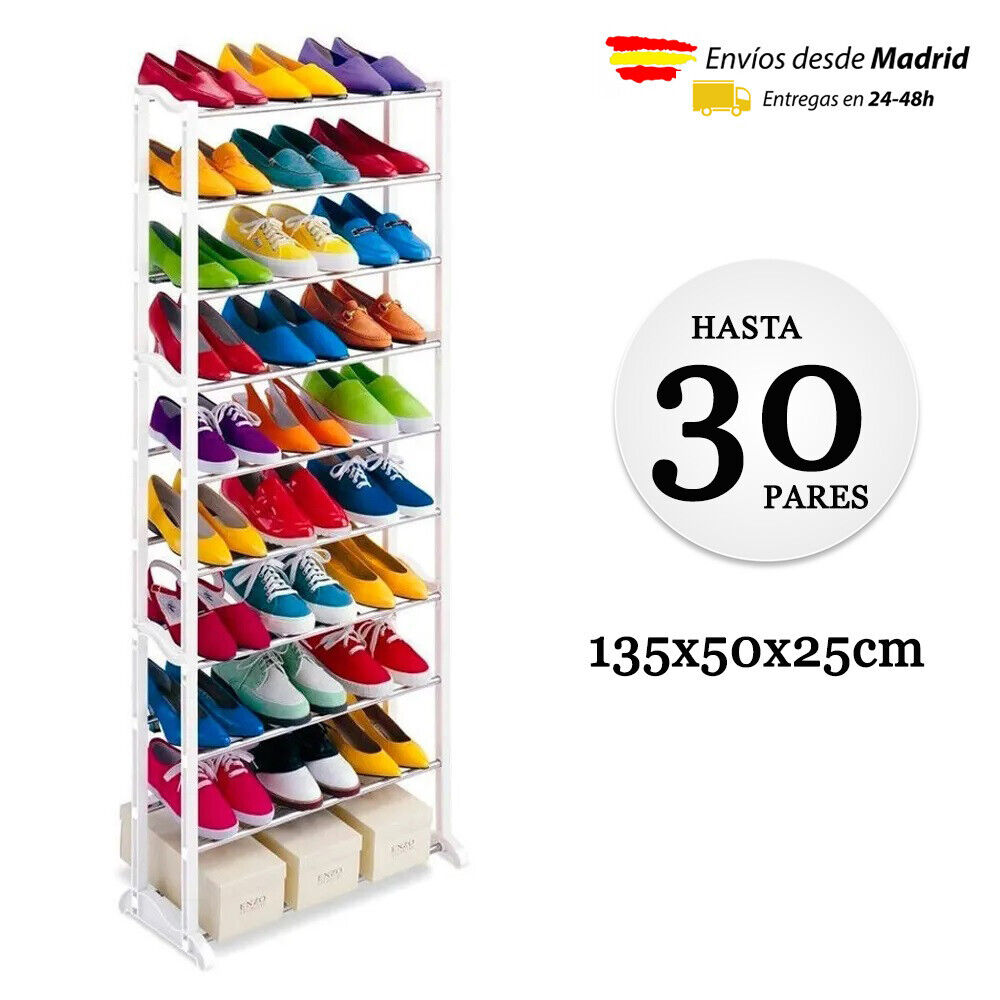 ZAPATERO 30 PARES ORGANIZADOR DE ZAPATOS MODERNO MUEBLE 135x50x25cm DESDE ESPAÑA