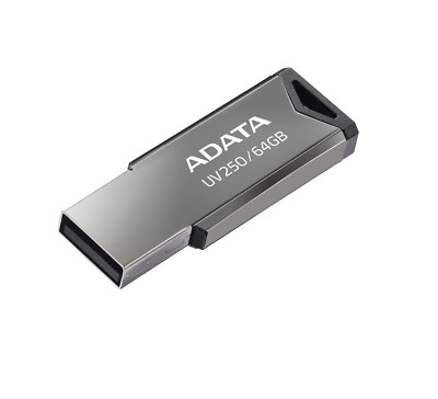ADATA UV250 USB Flash Drive Without Cap, Silver, USB Type-A 2.0, AUV250-64G-RBK