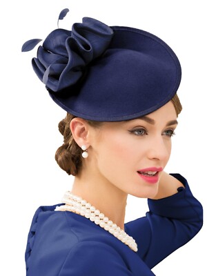 6816 Women\'s Tea Party Fascinators For Women Wool Felt 1940s Pillbox Hats Women Wool Felt Elegant Fascinator Hats Wedding Tea Party  main image 2