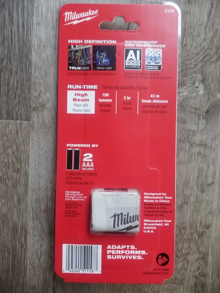 Milwaukee High Definition Aluminum Inspection Flashlight w/ Pocket Clip #2105 - Image 2 of 3