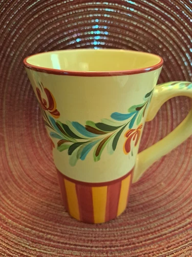 GAIL PITTMAN Coffee MUG SIENNA Red Orange Flower Southern Living Home Latte Mint