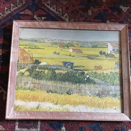 Vincent Van Gogh ‘The Harvest’ 1930s Print Medici Society Label Oak Frame - 第 1/7 張圖片