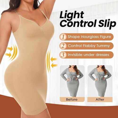 UK Women Seamless Slip Under Dress Body Shaper Tummy Control Bodysuit Shapewear - Picture 7 of 23