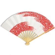 Japanese Geisha Odori Dancing Hand Held SENSU Stiff Folding Fan Red Karakusa