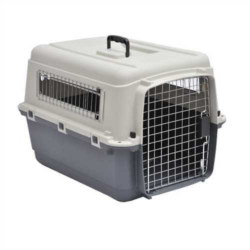 Barkshire Heavy Duty Plastic Dog Carrier Airline Compliant Grey/white