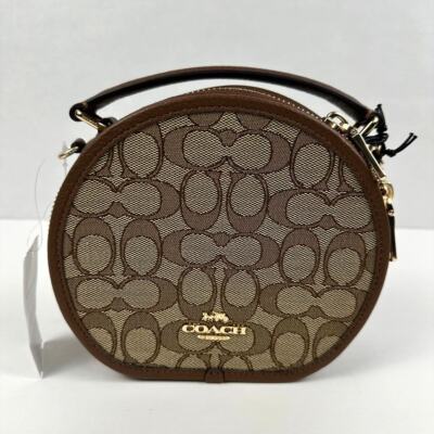 Coach Canteen Crossbody Bag In Signature Jacquard In Khaki/Saddle Multi CO986