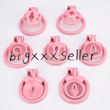 3D Printed Resin Male Pink Sissy Chastity Cage Device Lightweight with 4 Rings