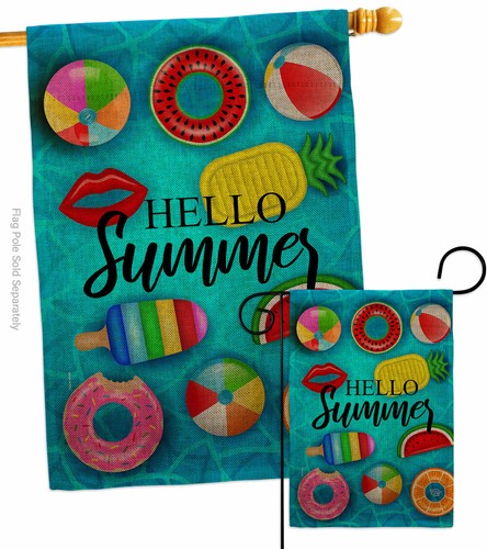 Chilling At Pool Burlap Garden Flag Coastal Beach Decorative Gift Yard Banner - Picture 4 of 19