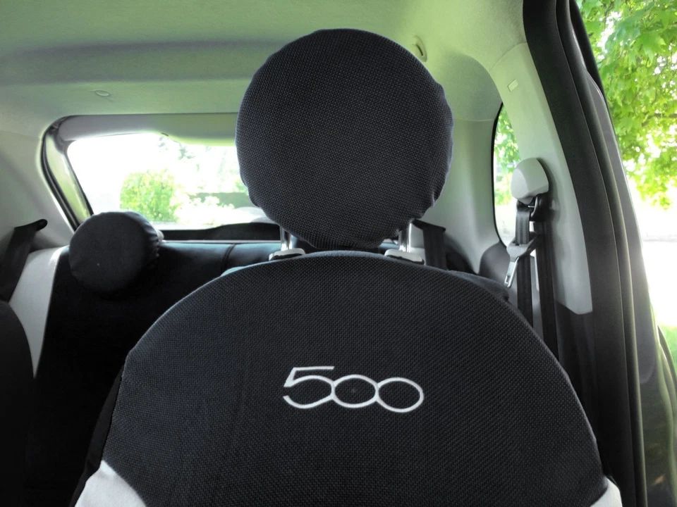 Fodere Foderine Coprisedili auto nere bianche su misura FIAT 500 07> ANT + POST - Immagine 3 di 4