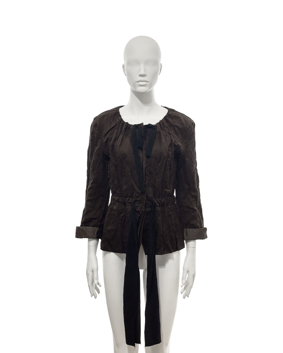 Prada Brown Crinkled Jacket with Bows, Spring/Summer 2009 | eBay
