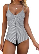 2 Piece Tummy Control High Waist Bikini Swimsuit Tankini Set Cup C-D Size 2XL 18