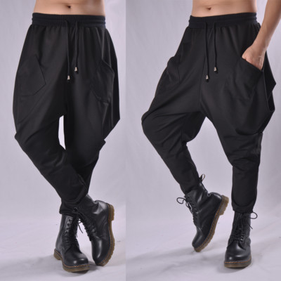 Haremshose tiefer Schritt Jogging Hip Hop Baggy Slim Fit Jogginghose Kordelzug