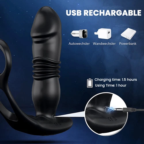 For Male Couples Men Prostate Massager Thrusting Anal Butt Plug Dildo Vibrator - Picture 6 of 12