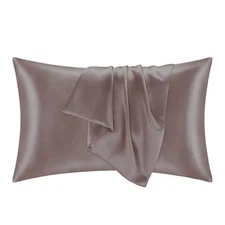 NOCHKA 100% Pure Mulberry Silk Taupe Pillowcase  - Handmade in USA