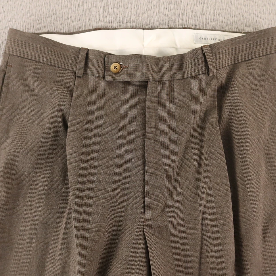 Pantalones a Cuadros Prince of Wales Para Hombre 34 Beige Cuadros Poliéster Pantalones 34x26 Foto 3 de 4