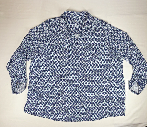 Croft & Barrow Damen Top Gr. 3X Blau Knopfleiste Blumen Boho Komfort Küste Weich - Bild 3 von 12