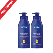 NIVEA Essentially Enriched Body Lotion For Dry Skin, Pack of 2, 16.9 Fl OZ Pump.