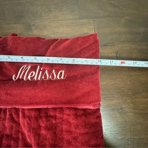 Pottery Barn Cranberry Red Quilted Velvet Christmas Holiday Stocking Melissa NEW - Picture 6 of 7