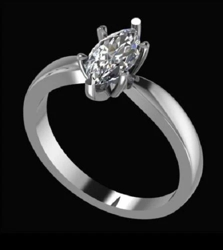 1 Ct Marquise Moissanite Engagement Ring Solid 925 Silver Bridal Jewelry Size 7