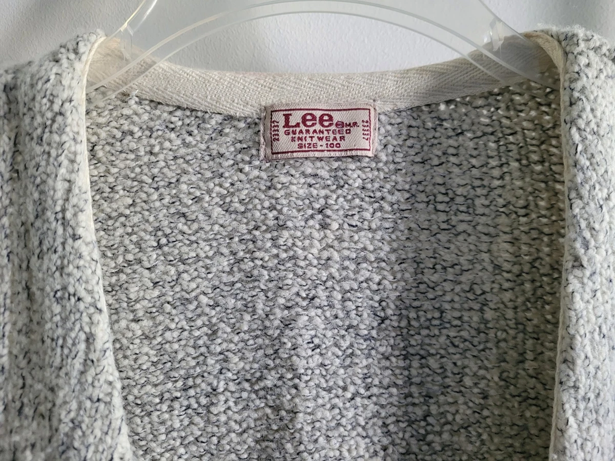 Cárdigan suéter chaqueta rara vintage Lee "Prendas de punto garantizadas" mezcla de lana para hombre