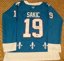 Avalanche HOF Joe Sakic AUTO SIGNED Quebec Nordiques Hockey Jersey- BAS COA