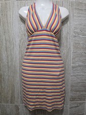 Abound Multicolor Striped Halter Sleeveless Knit Stretch Bodycon Mini Dress M