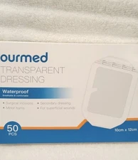 Transparent Film Secondary Dressing Waterproof Adhesive 4"x4.5" 50 Count Ourmed
